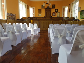 Council Chamber decorated for wedding